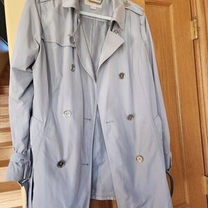 Michael Kors Light Gray Double-Breasted Trench Coat